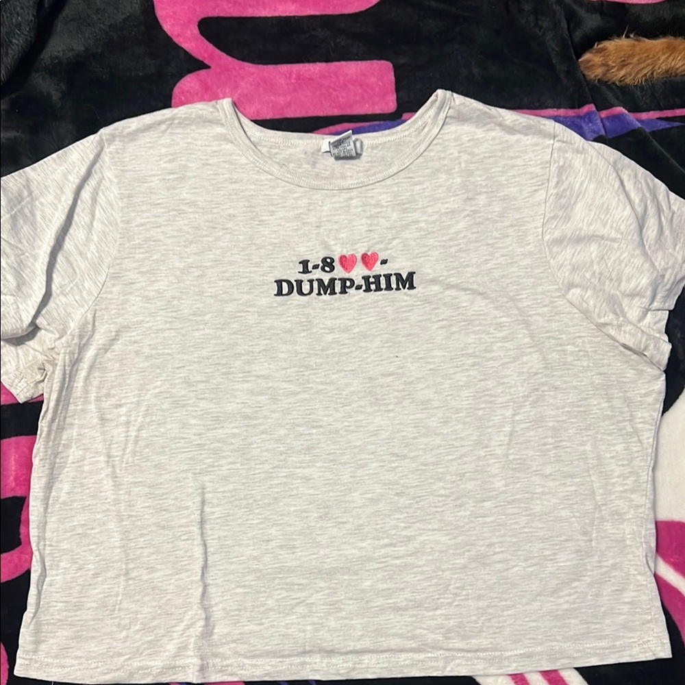 Gray Graphic Tee with Heart Design